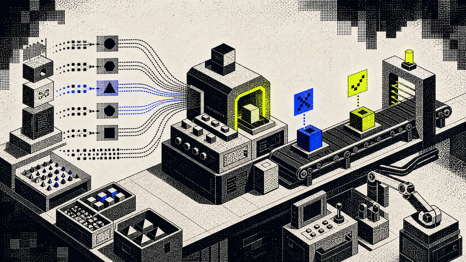 Custom AI system moving from scoped data to evaluated production software