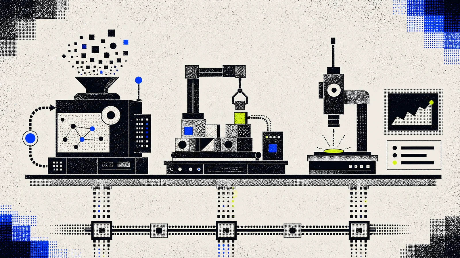 Three distinct technical service systems on one operator workbench.