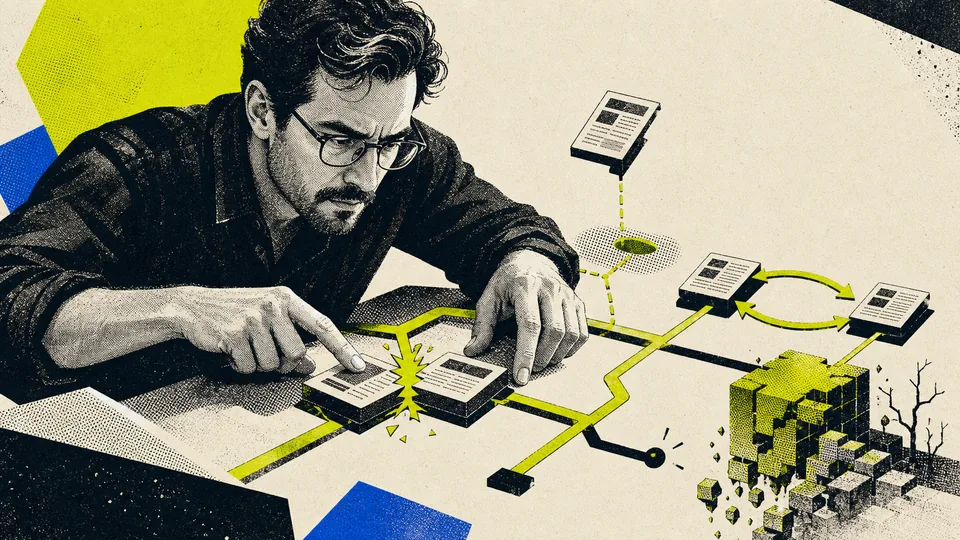 A content systems engineer traces duplicated pages, orphan content, broken routes, and a decaying section in a topical authority system.